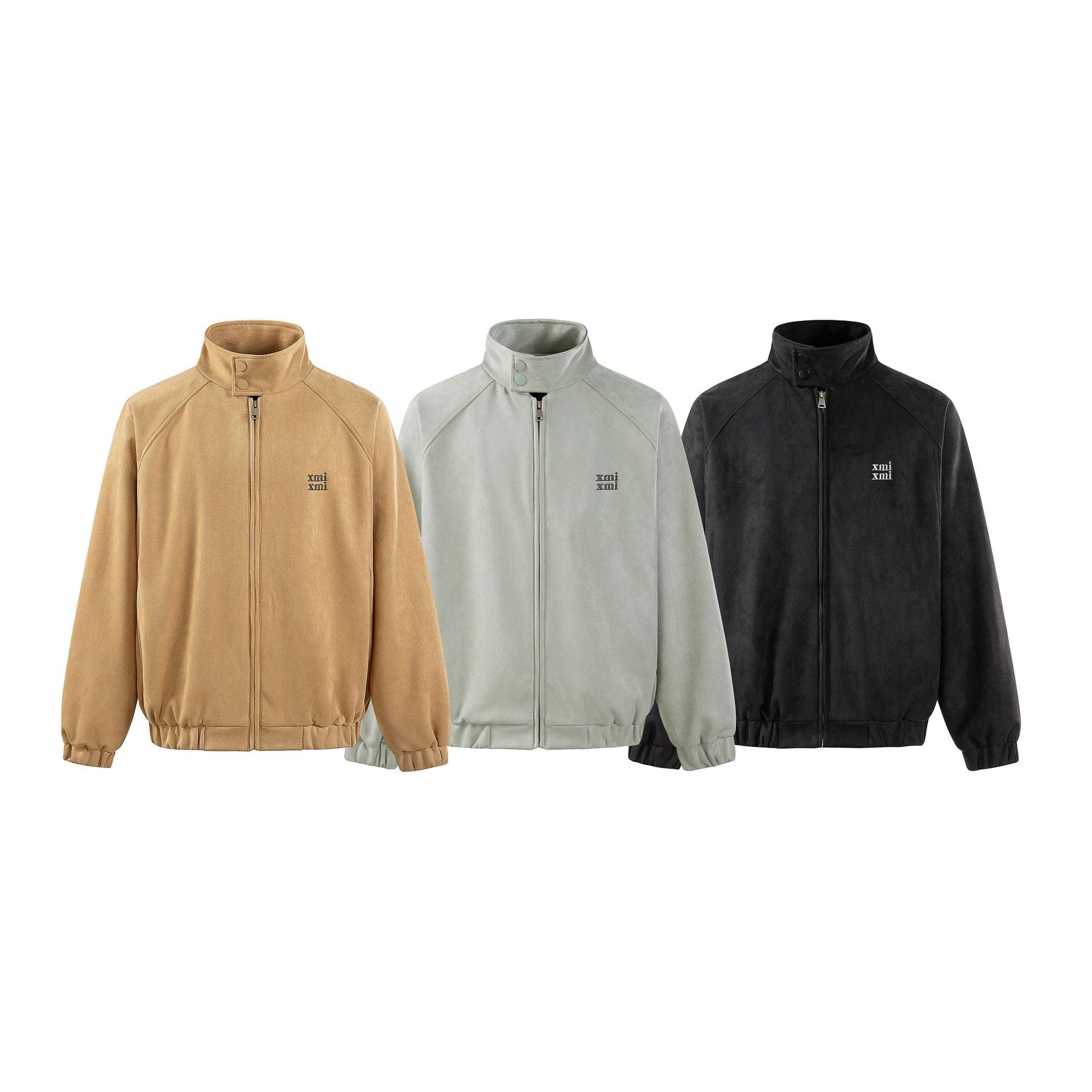 Simple Embroidery  Velvet  Stand Collar Loose Fit  Jacket Outerwear