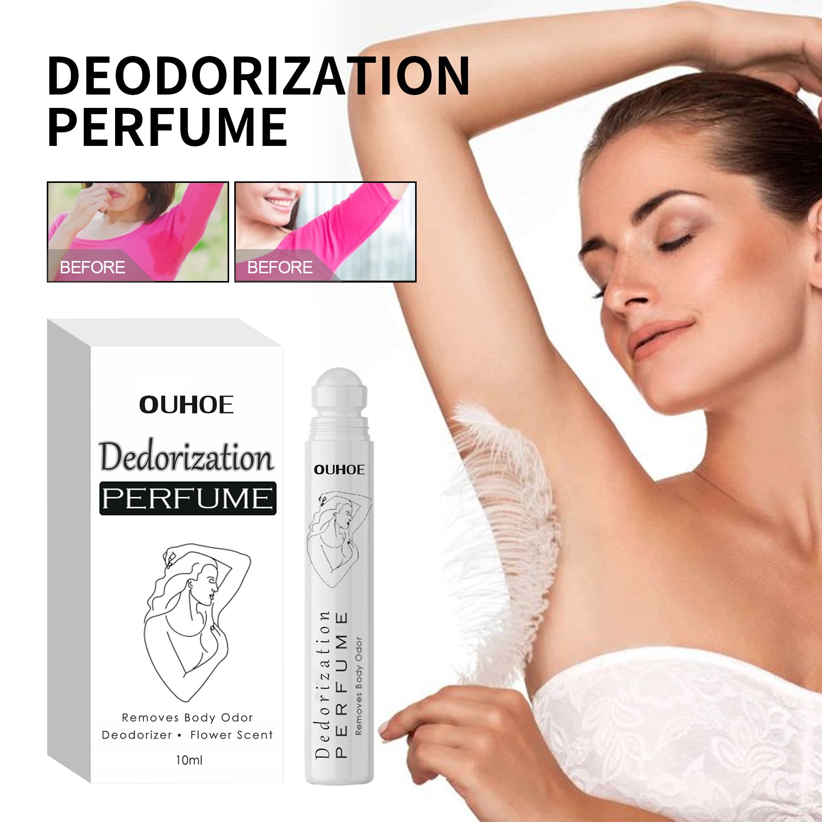 Deodorant Roll-On Perfume, Relives Underarm Body Odor Refreshing Anti-Perspirant Natural Fragrance Portable Perfume