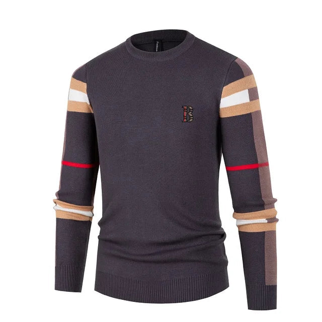 Men's Knitted Shirt Men's Thin Style Color blocked Interior Bottom Knitted Shirt Casual Middle Neck