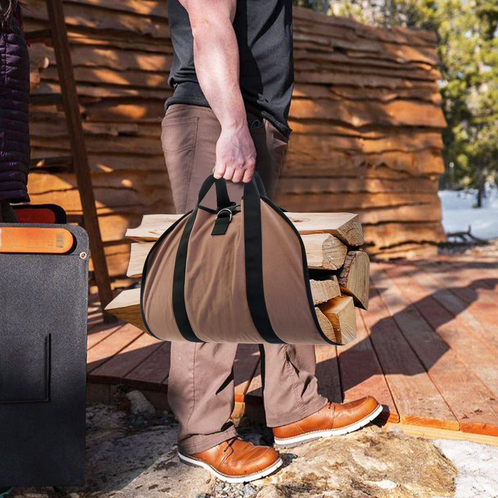 Outdoor Firewood Storage Bag Firewood Transport Bag Canvas Tote Bag Wood Carrier