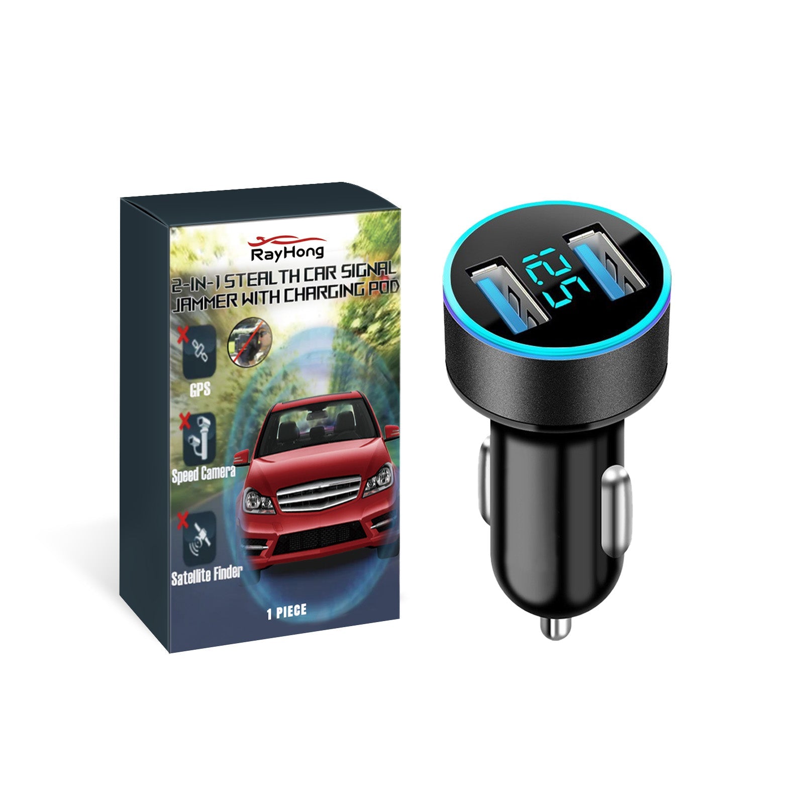 2-In-I Sterl Th Car Signal Jammer With Charging Pod, Car Dual USB Interface Mobile Phone Multi-Function Charger