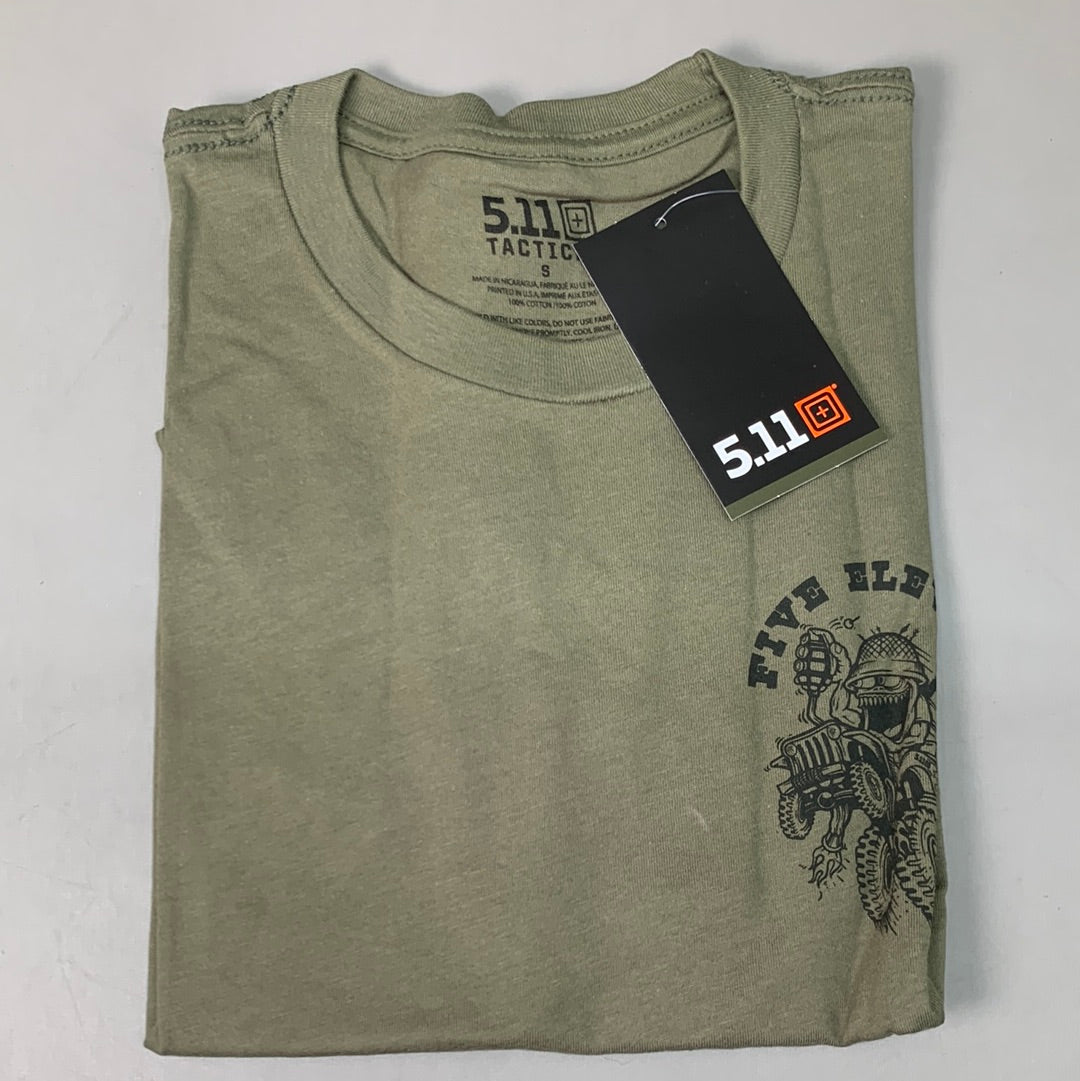5.11 TACTICAL Crazy Willy T-Shirt 100% Cotton 225 Military Green Sz S #76195