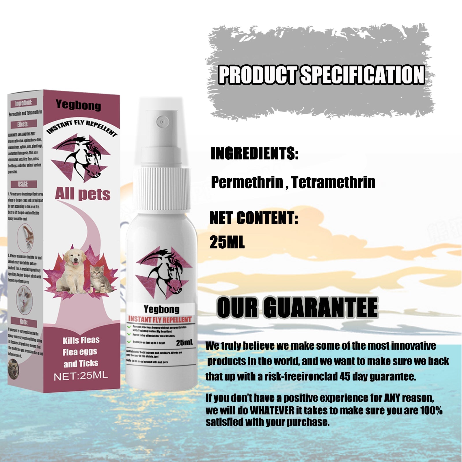 Pet Repellent, Flea Removal For Cats And Dogs External Tick And Tick Anti-Itch Spray For Cats And Dogs