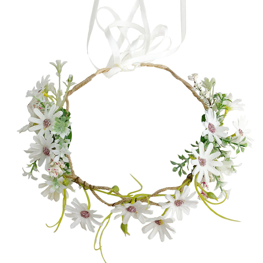 Fresh flower garland headwear hand woven fabric small daisy flower spring fairy outdoor hair accessory
