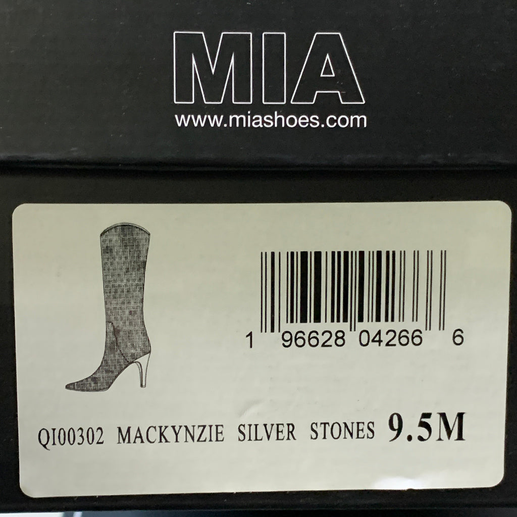 MIA Mackynzie Silver Stone Tall Heeled Boots Sz 9.5M Q100302