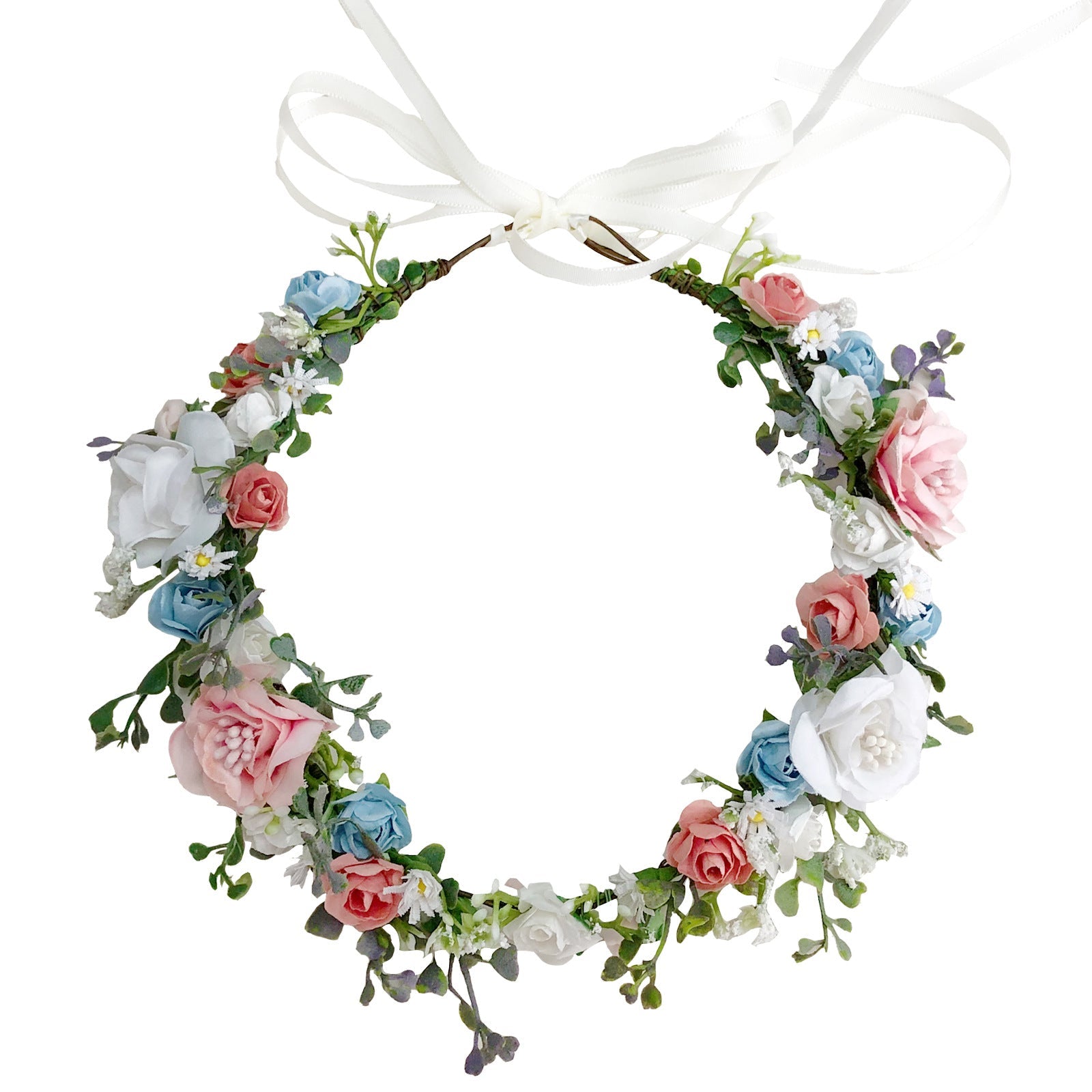 Bridal Wreath Handmade Fabric Rose Colorful Hair Strap Scenic Area Travel Photography Holiday Children's Headaccessory