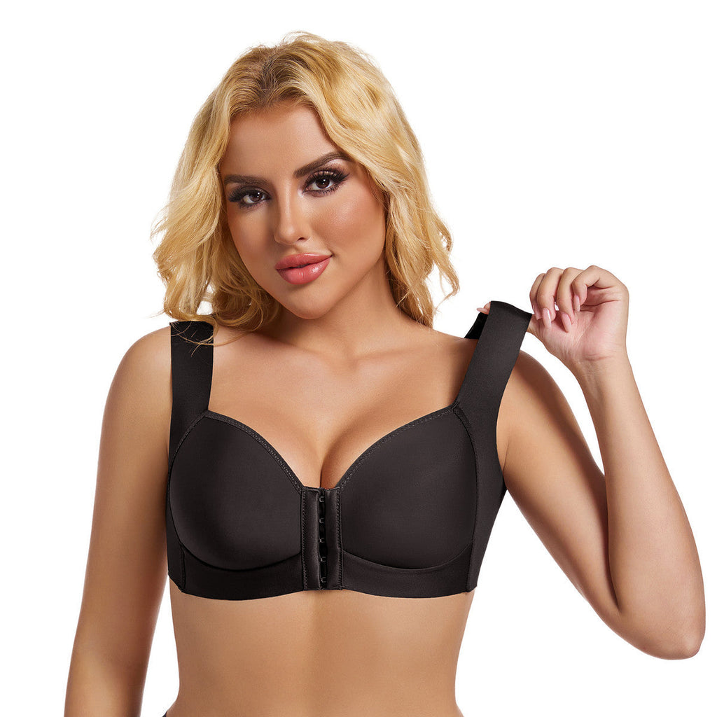 Smooth thin bra front buckle sexy gathering without steel ring adjustment women's underwear
