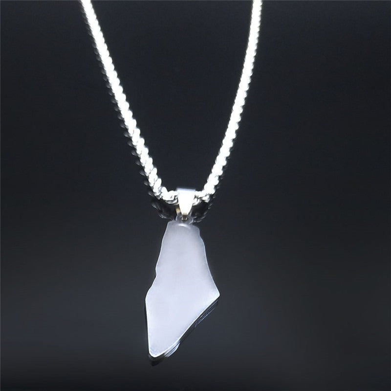 Palestine Map Pendant Necklace Stainless Steel Fashion Personality Pendant