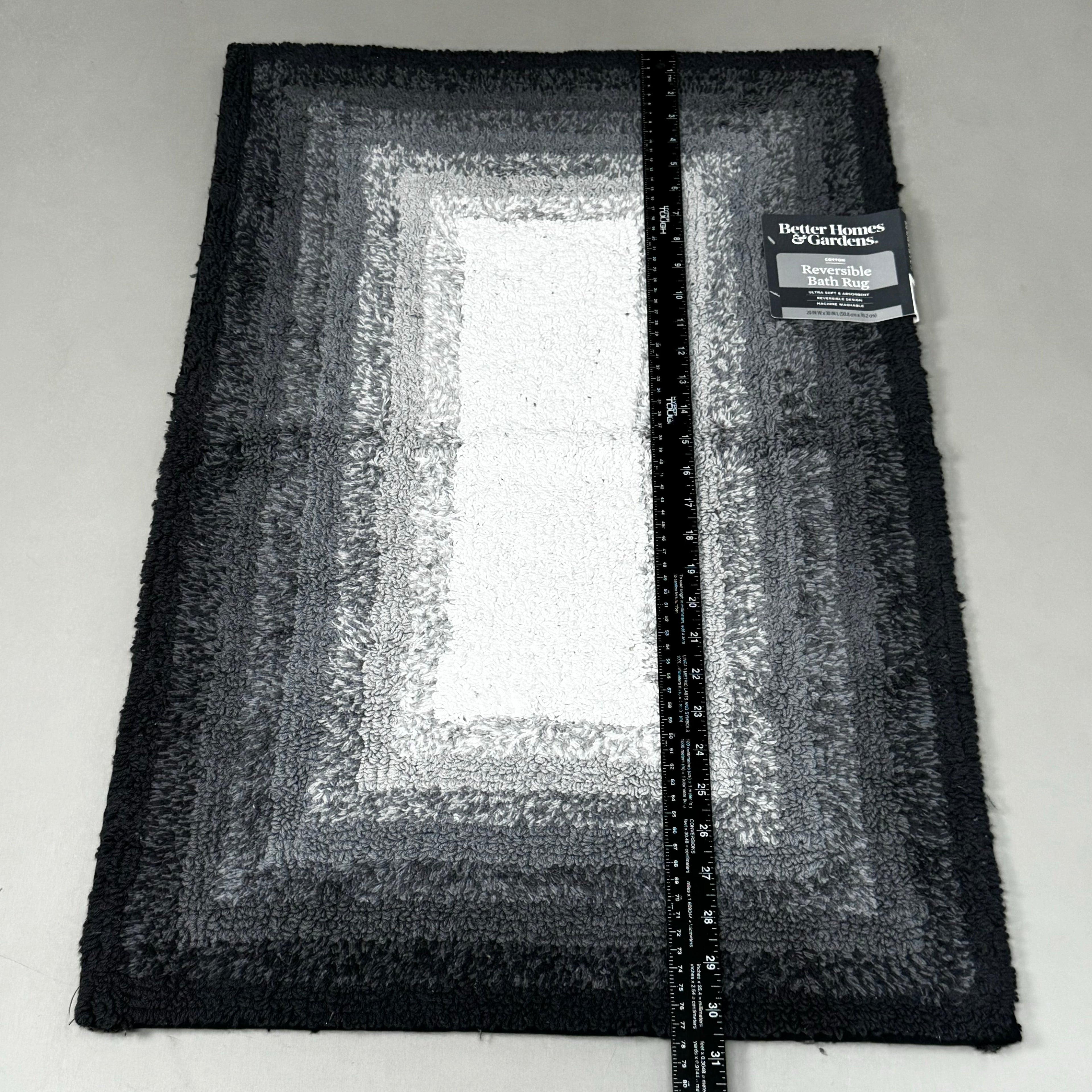 BETTER HOMES & GARDEN (2 PACK) Cotton Reversible Bath Rug 20X30" Ombre Grey