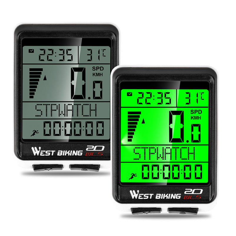 Bicycle Computer Road Bike Table Light Wired Wireless Waterproof Luminous Speedometer Waterproof Cycling Odometer Smart Sensor Auto Wake-Up Multi-Function Bicycle Speed Tracker With LCD Backlight Display