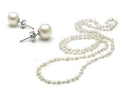 3-Piece Set: 36" White Freshwater Pearl Endless Necklace and Earrings Set