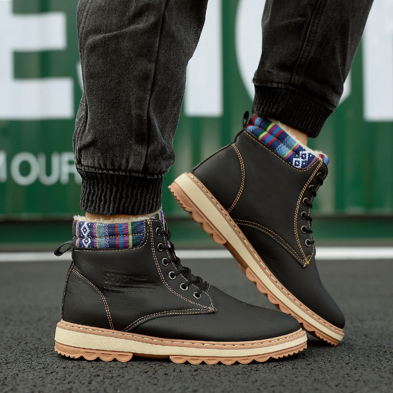 Business Soft Mens Boots Winter Shoes Waterproof Snow Boots With Warm Plush Winter Footwear Casual Boots Winter Hiking Boots Lining Outdoor Anti Slip Outdoor Sport Shoes