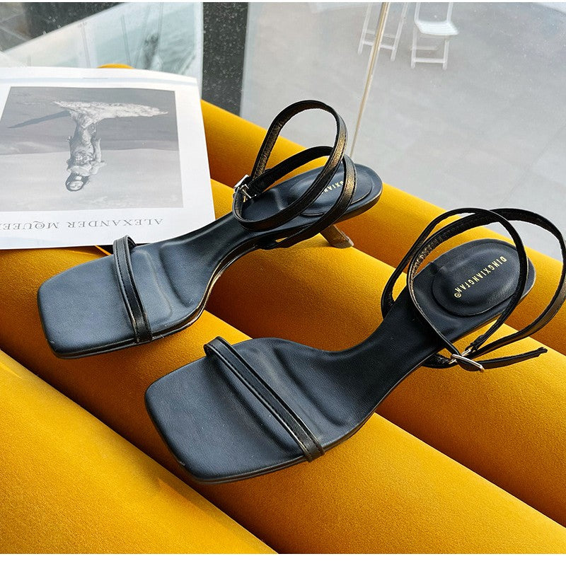 Colorful Women Sandals Slides Slippers Square Open Toe Slip On Thin Mid Heels Pumps Casual Narrow Band Open Toe Sandals Flip Flops Slip On Fashion Dress Heels Back High Heel Slide Slipper