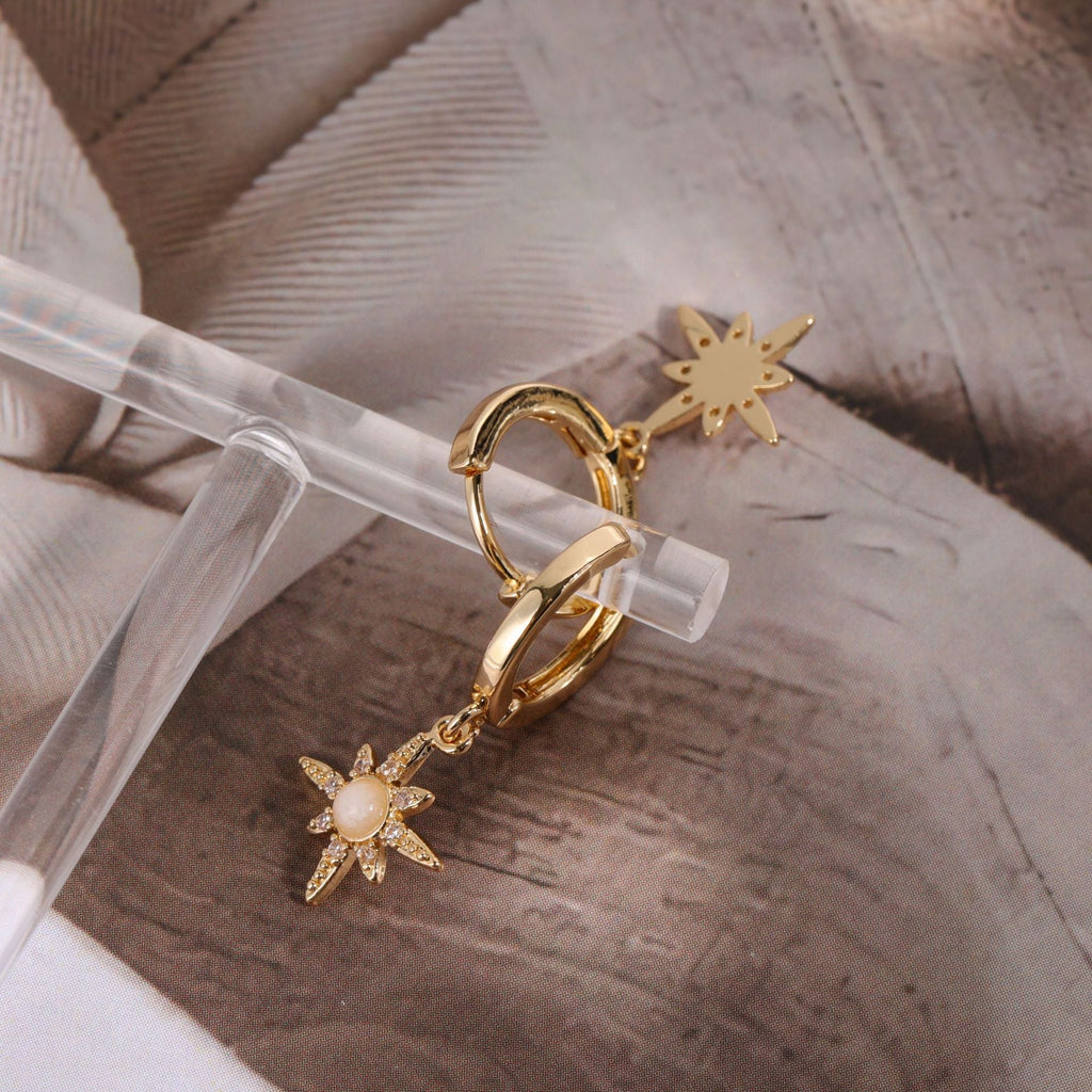 Octopus Earrings Opal Zircon Stars