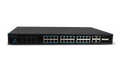Silarius SIL-SW24POE 28 Ports POE switch with 24/100MB Ports PoE+, 4 Gigabit Uplinks, and 4 SFP Slots Uplink - 370W POE