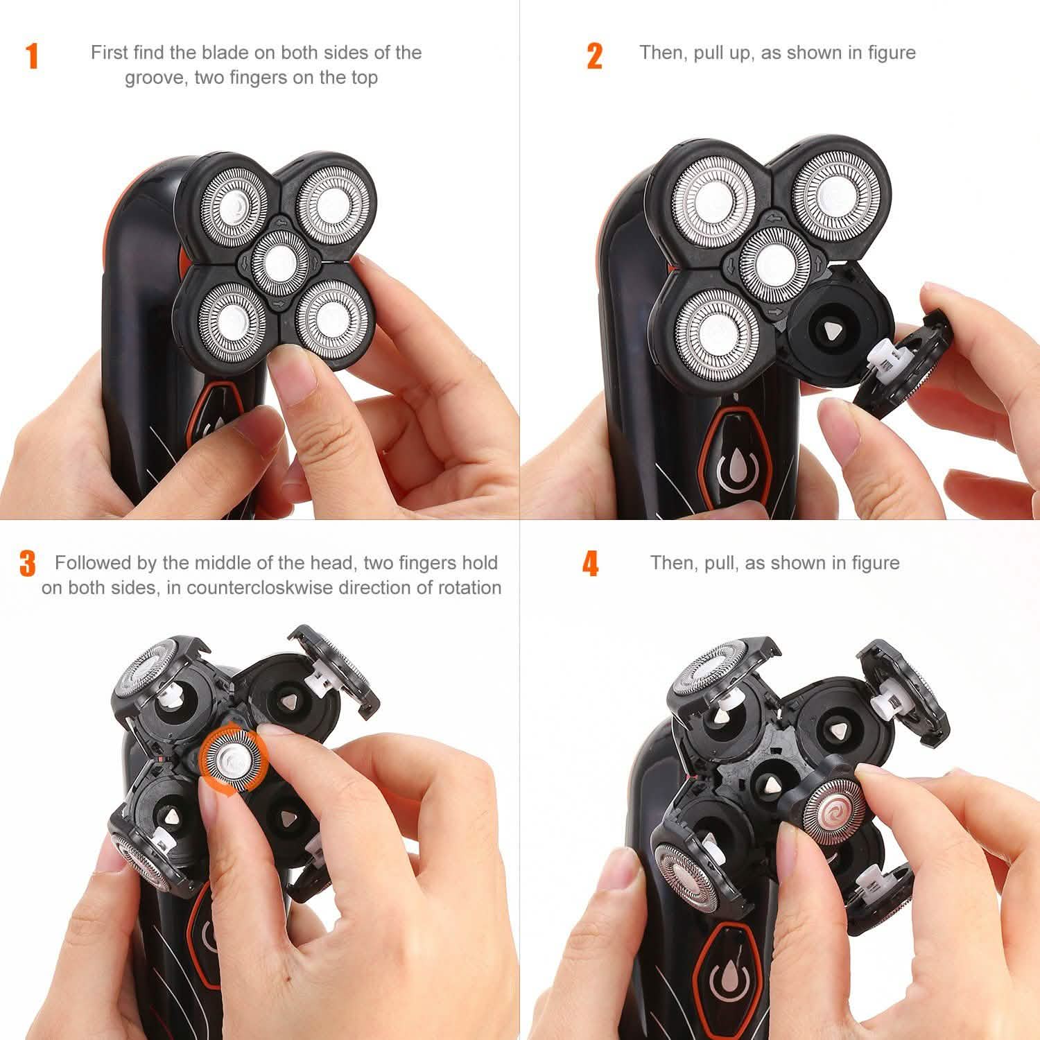 4D Electric Shavers Razor IPX7 Rechargeable Beard Trimmer