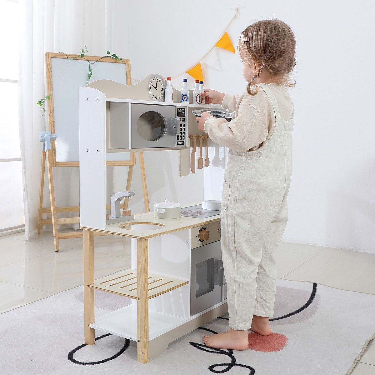 Childrens Pretend Play Toy Wooden Simulation Kitchen Set
