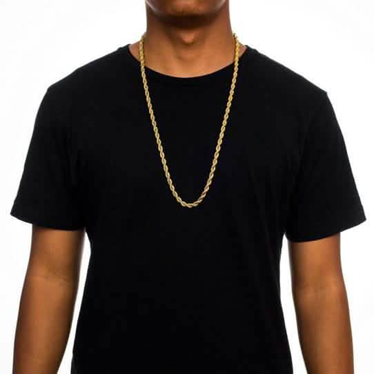 18K Solid Gold 4mm Rope Chain