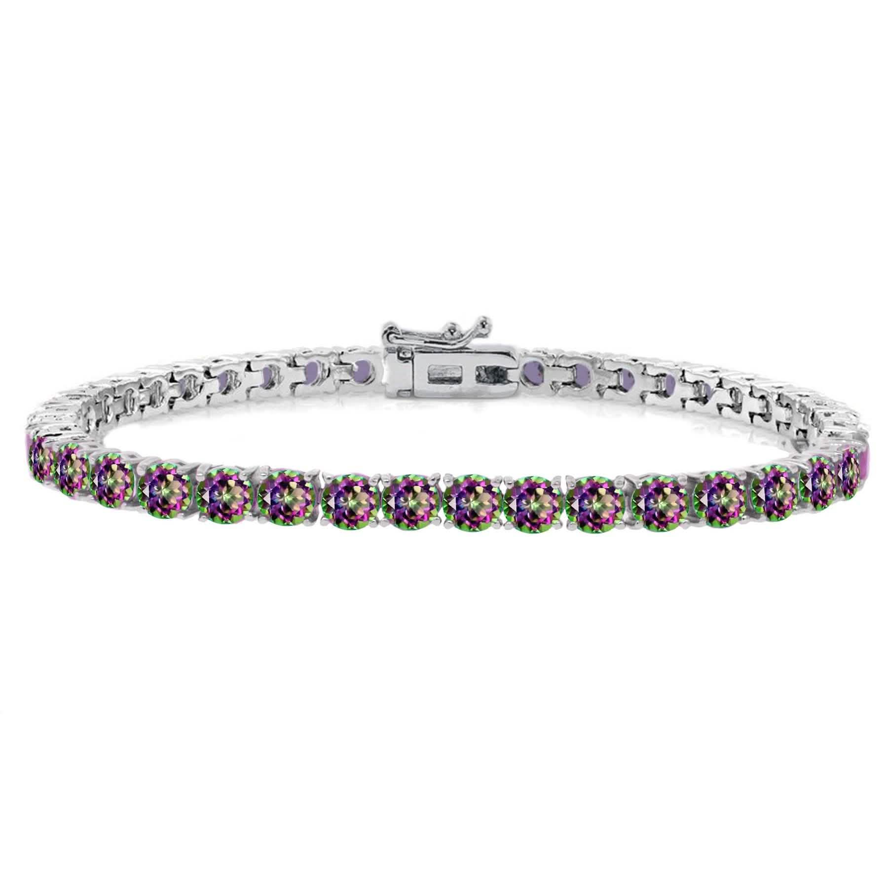 4mm Round Mystic Topaz Tennis Bracelet