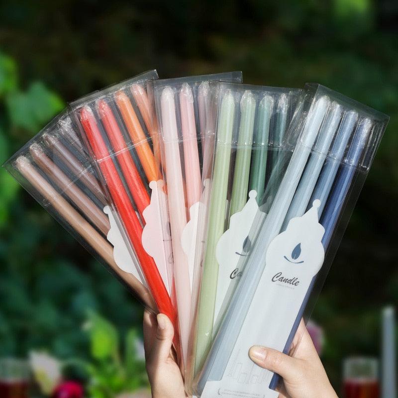 4pc Unscented 12" Candles Colored Long Stick Candle Smokeless Home Wedding Centerpiece Birthday Candle Tall Taper Candles Dripless Unscented Dinner Candle Paraffin Wax Candles