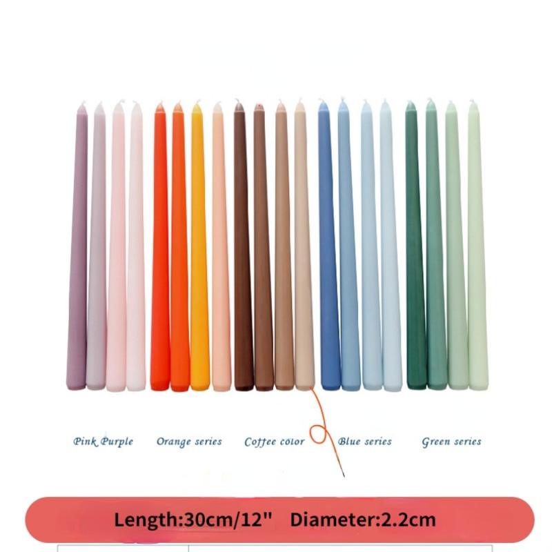 4pc Unscented 12" Candles Colored Long Stick Candle Smokeless Home Wedding Centerpiece Birthday Candle Tall Taper Candles Dripless Unscented Dinner Candle Paraffin Wax Candles