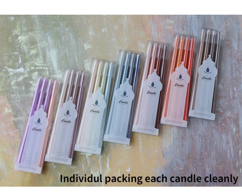 4pc Unscented 12" Candles Colored Long Stick Candle Smokeless Home Wedding Centerpiece Birthday Candle Tall Taper Candles Dripless Unscented Dinner Candle Paraffin Wax Candles