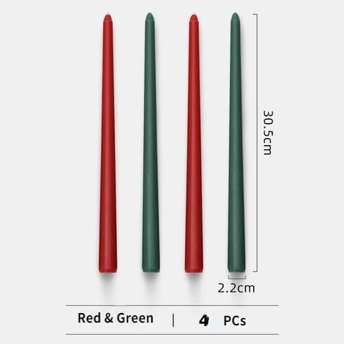 4pc Unscented 12" Candles Colored Long Stick Candle Smokeless Home Wedding Centerpiece Birthday Candle Tall Taper Candles Dripless Unscented Dinner Candle Paraffin Wax Candles