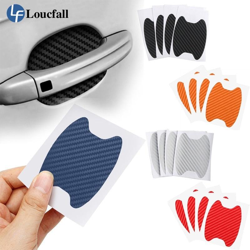 4Pcs/Set Car Door Sticker Carbon Fiber Scratches Resistant Cover Auto Handle Protection Film Exterior Styling Accessories New Car Door Handle Cup Scratch Protector Scratches Protective Films Clear Side Sticker Scratches Car Door Protector Films