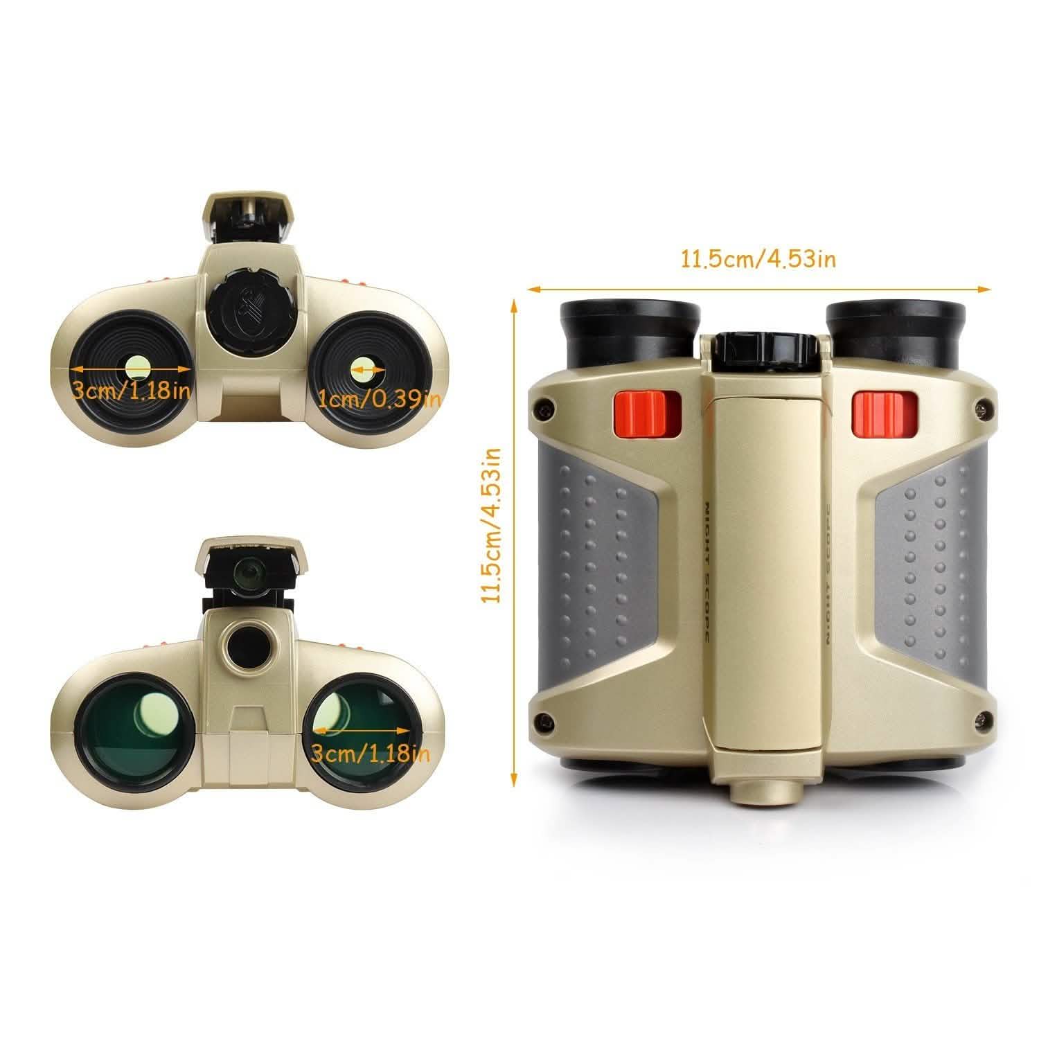 4x30 Kid Toy Night Vision Binoculars with Pop-Up LED Light