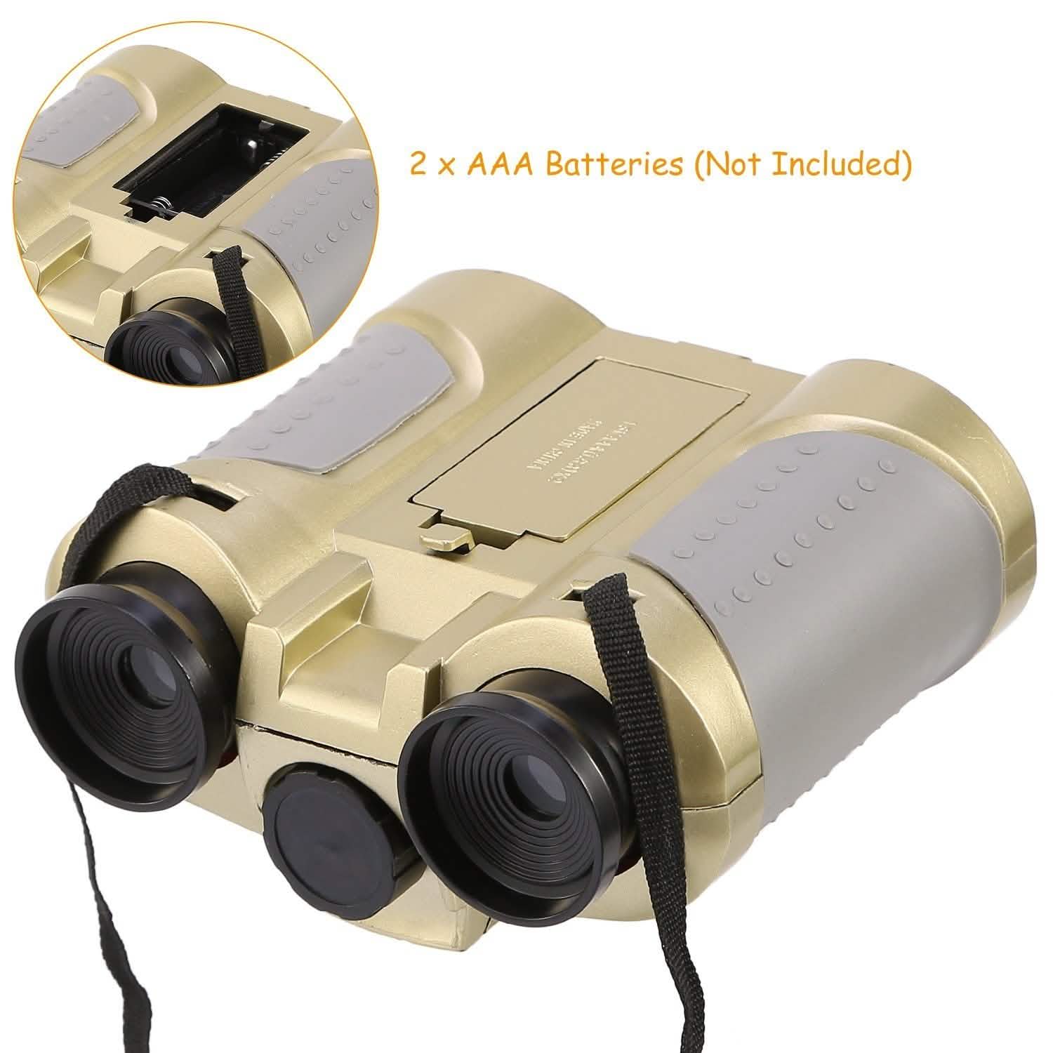 4x30 Kid Toy Night Vision Binoculars with Pop-Up LED Light