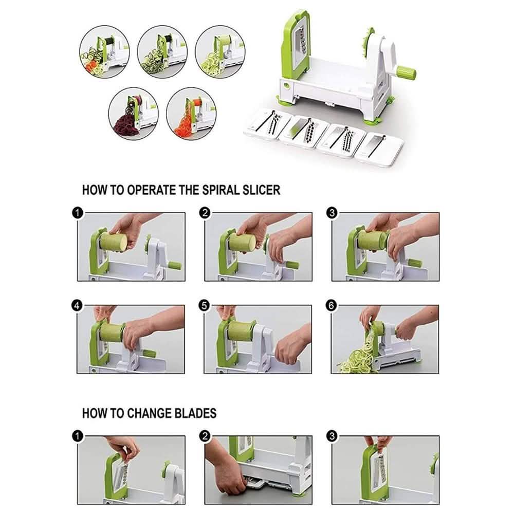 5-Blade Vegetable White Spiralizer and Slicer