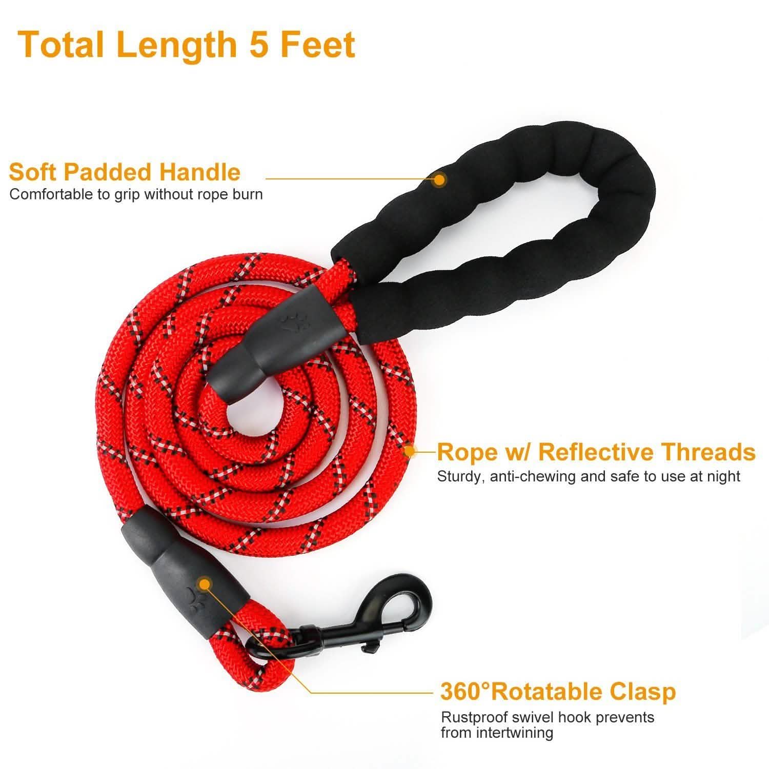 5 Ft. Dog Leash with Foam Handle