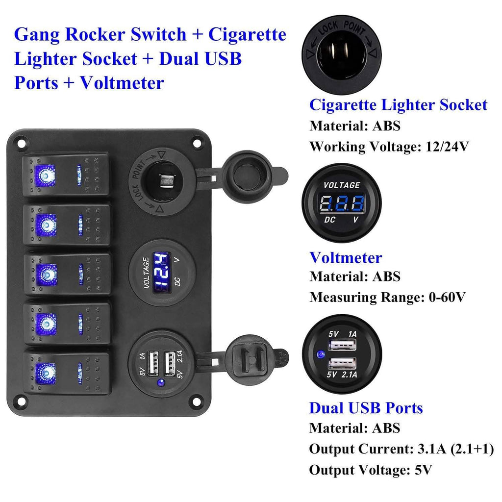 5 Gang Marine Panel Switch