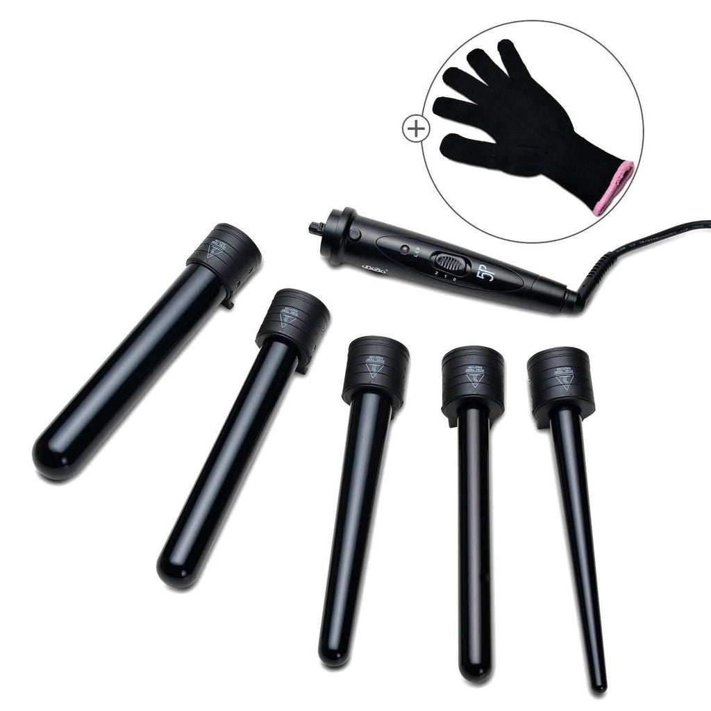 5-in-1 Curling Iron Wand Set Hair Curler Set With 5 Interchangeable Barrels Roller