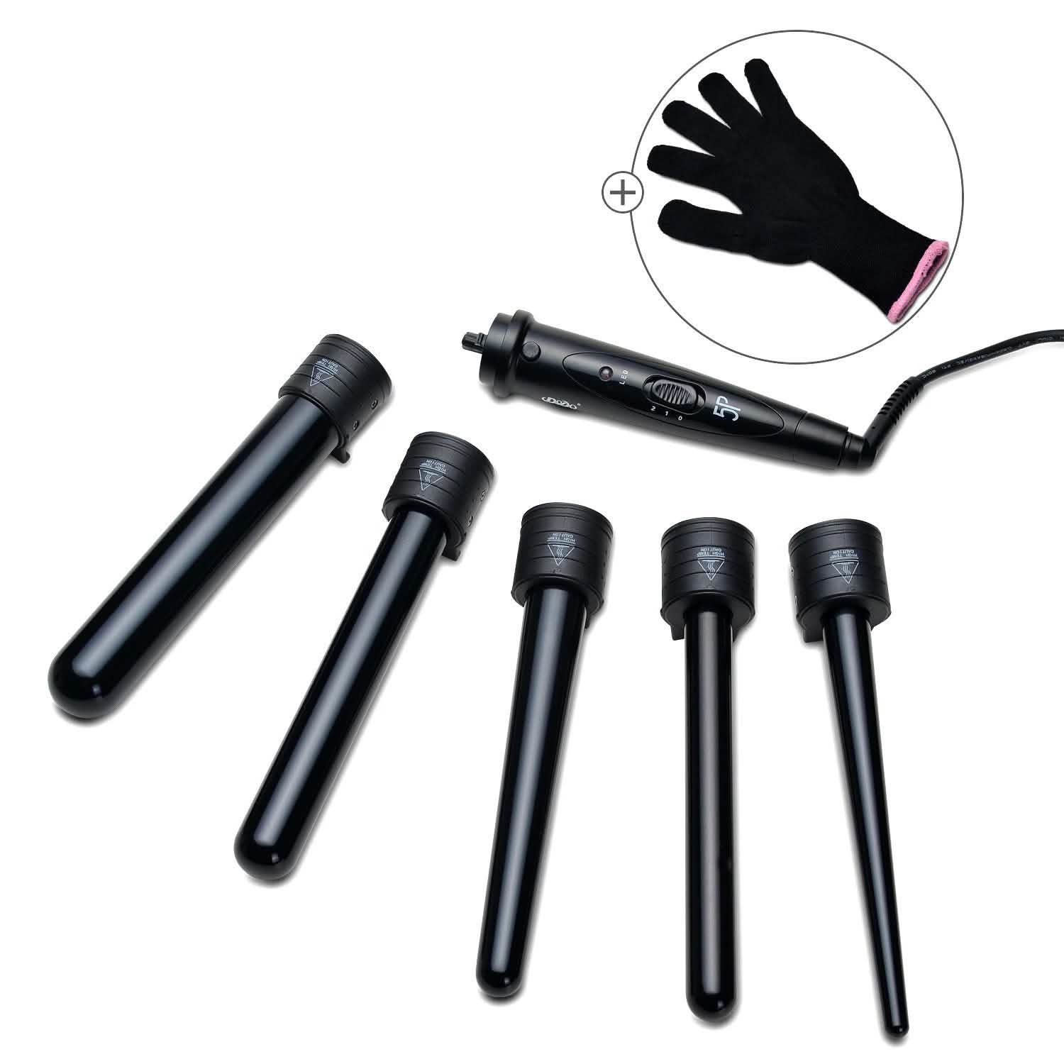5-in-1 Curling Iron Wand Set Hair Curler Set With 5 Interchangeable Barrels Roller