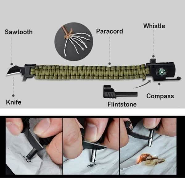 5-in-1 Multifunction Outdoor Survival Gear Escape Paracord Bracelet