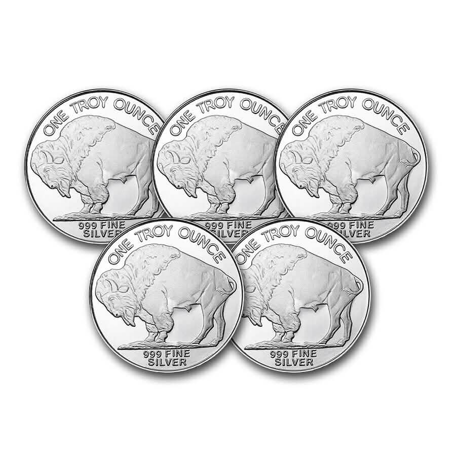 5-Pack: 1 Oz Silver Round - Buffalo