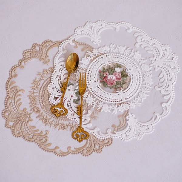 5-Pack: 3 Styles Vintage Lace Embroidery Placemat