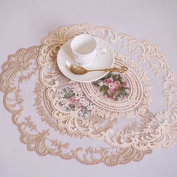 5-Pack: 3 Styles Vintage Lace Embroidery Placemat
