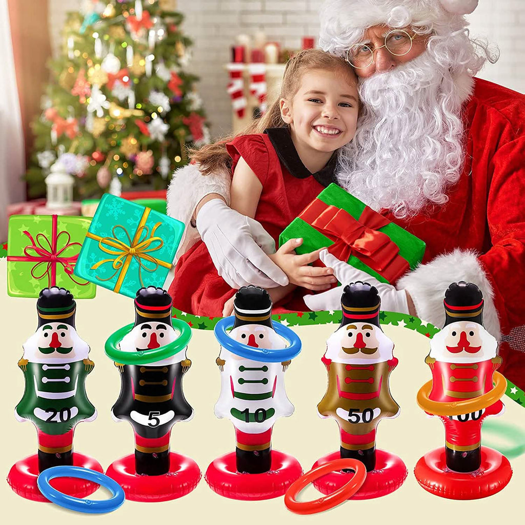 5-Pack: Christmas Nutcrackers Ring Toss Christmas Party Games Toys