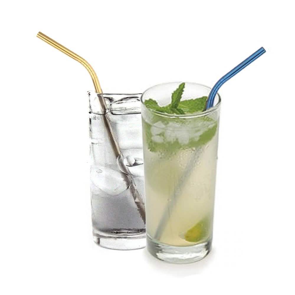 5-Pack: Colored Platinum Stainless Steel Straws With Brush