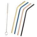 5-Pack: Colored Platinum Stainless Steel Straws With Brush