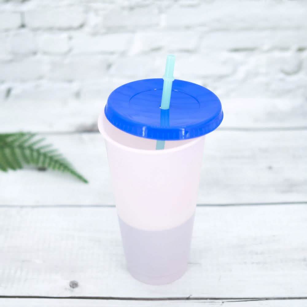 5-Pack: Colorful Drinking Cup with Lid and Straw
