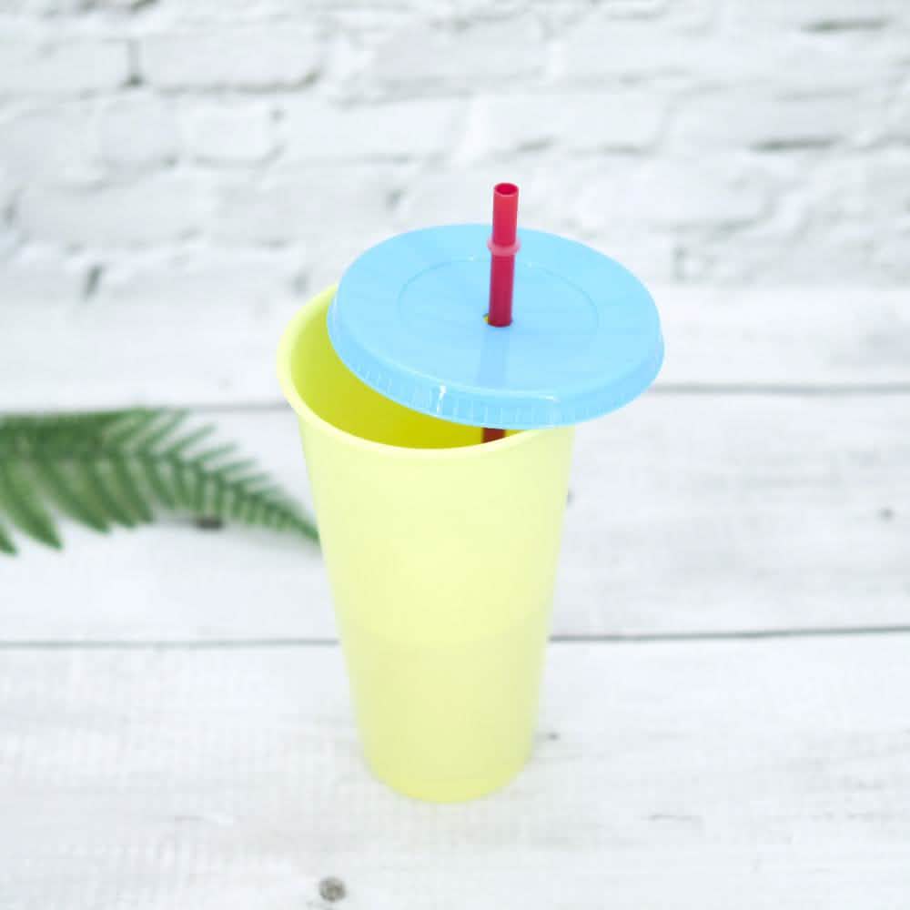 5-Pack: Colorful Drinking Cup with Lid and Straw