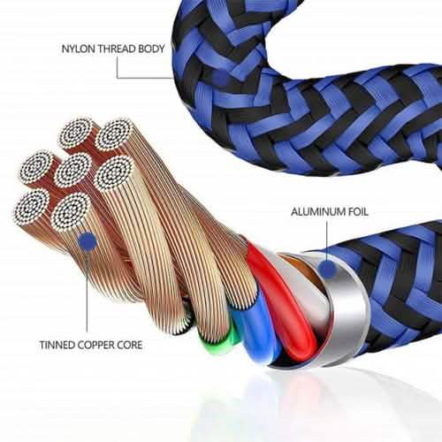 5-Pack: Heavy Duty Braided iPhone Lightning USB Cable Charger Cords