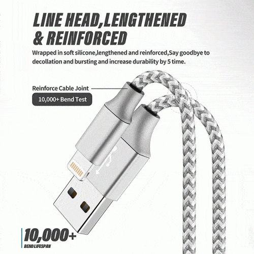 5-Pack: Heavy Duty Braided iPhone Lightning USB Cable Charger Cords