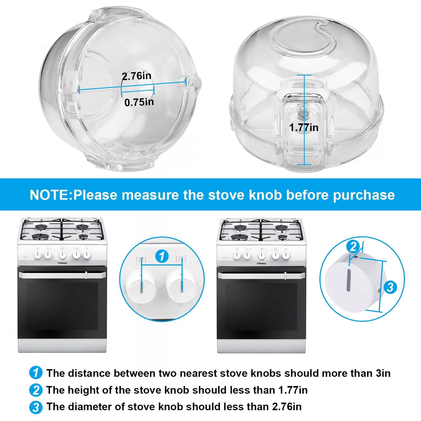 5-Pack: Kitchen Gas Electric Stove Knob Safety Covers