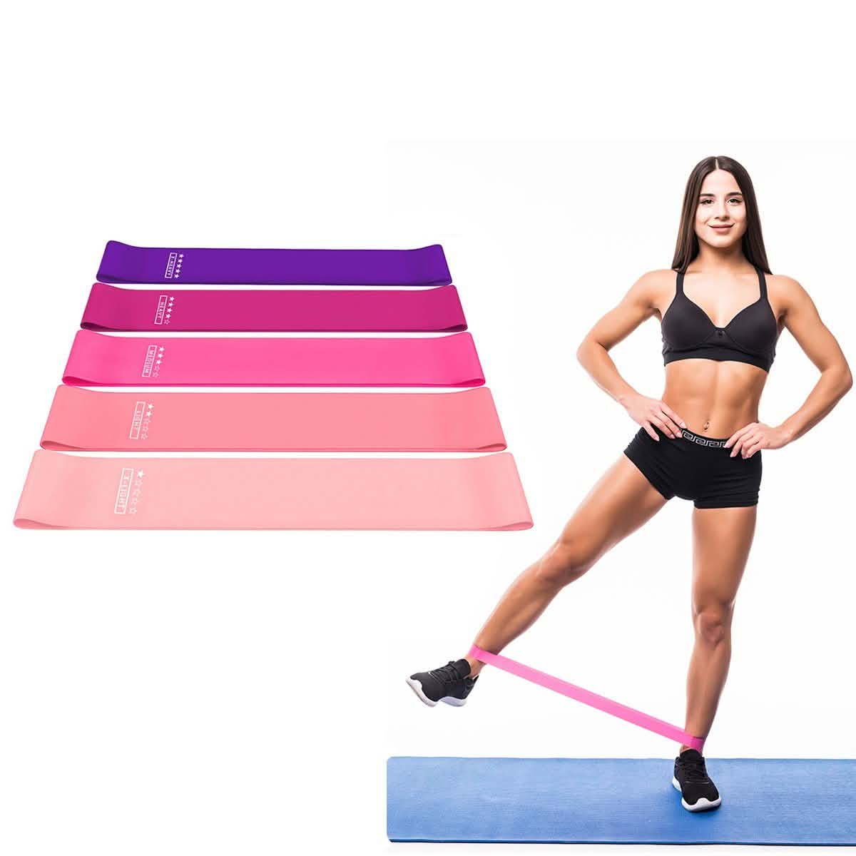 5-Pack: Precision Workout Yoga Fitness Exercise Bands Loops