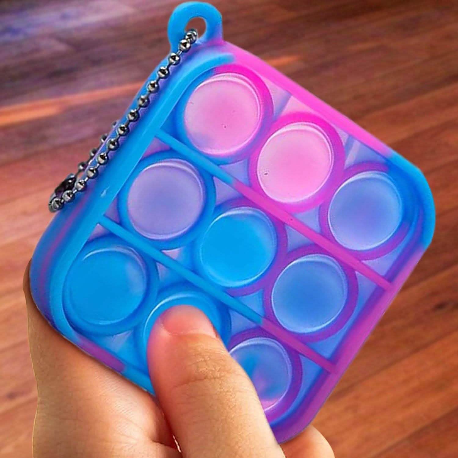 5-Pack: Simple Dimple Mini Stress Relieving Push Pop Bubble Fidget Toy Keychain