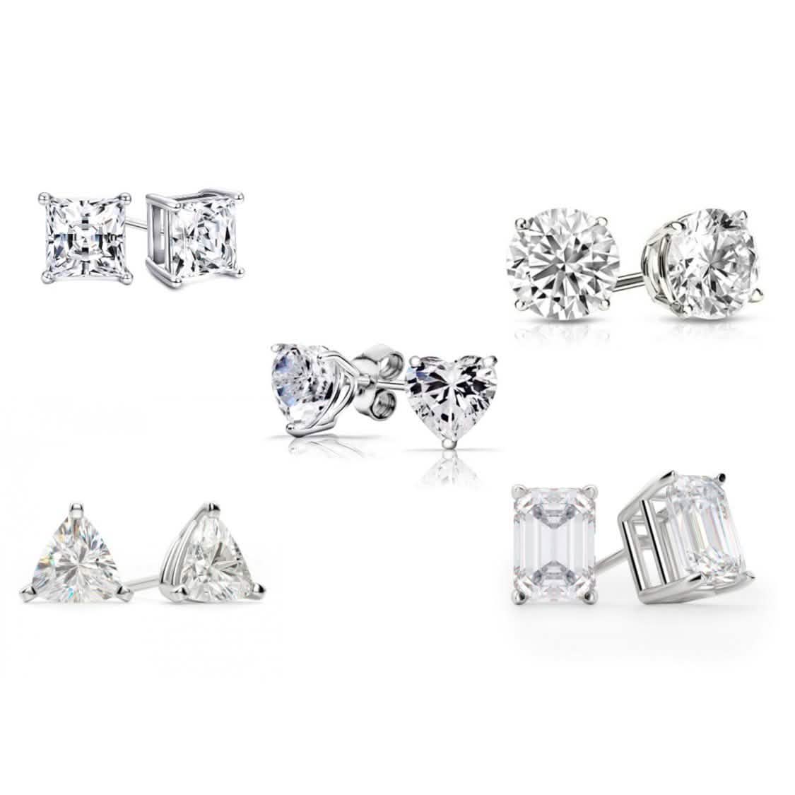 5-Pack: Swarovski Crystal Sterling Silver Stud Earrings For Women